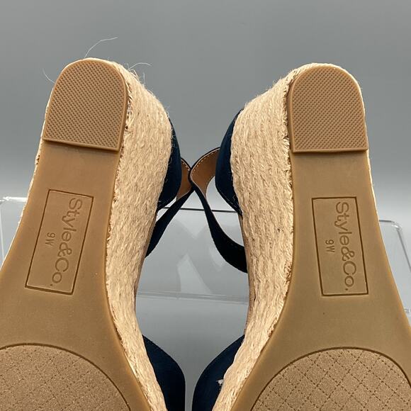 NEW Style & Co Women’s Seleeney Espadrille Wedge Sandals Navy Size 9W - Picture 10 of 11